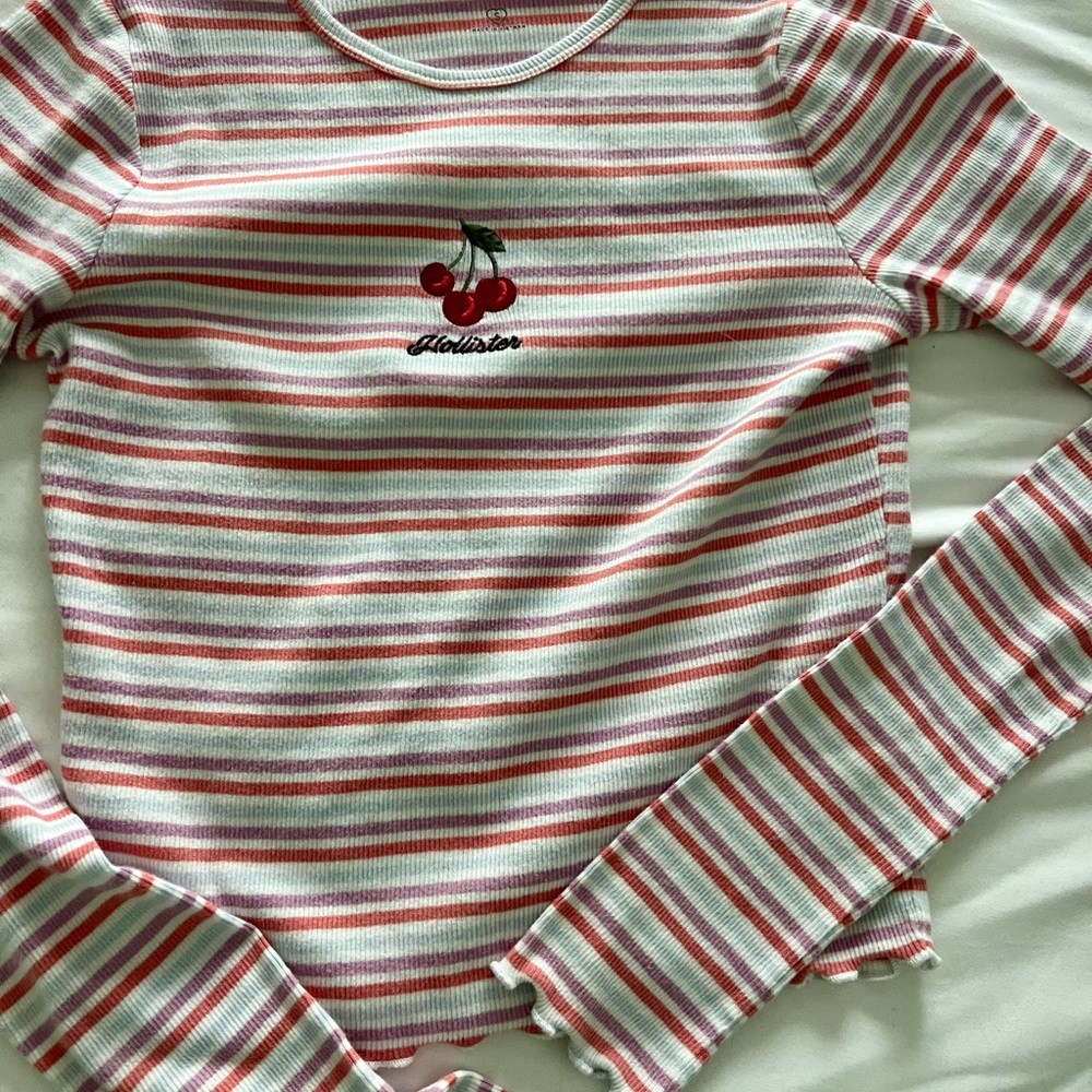 Hollister Red and White Striped Top